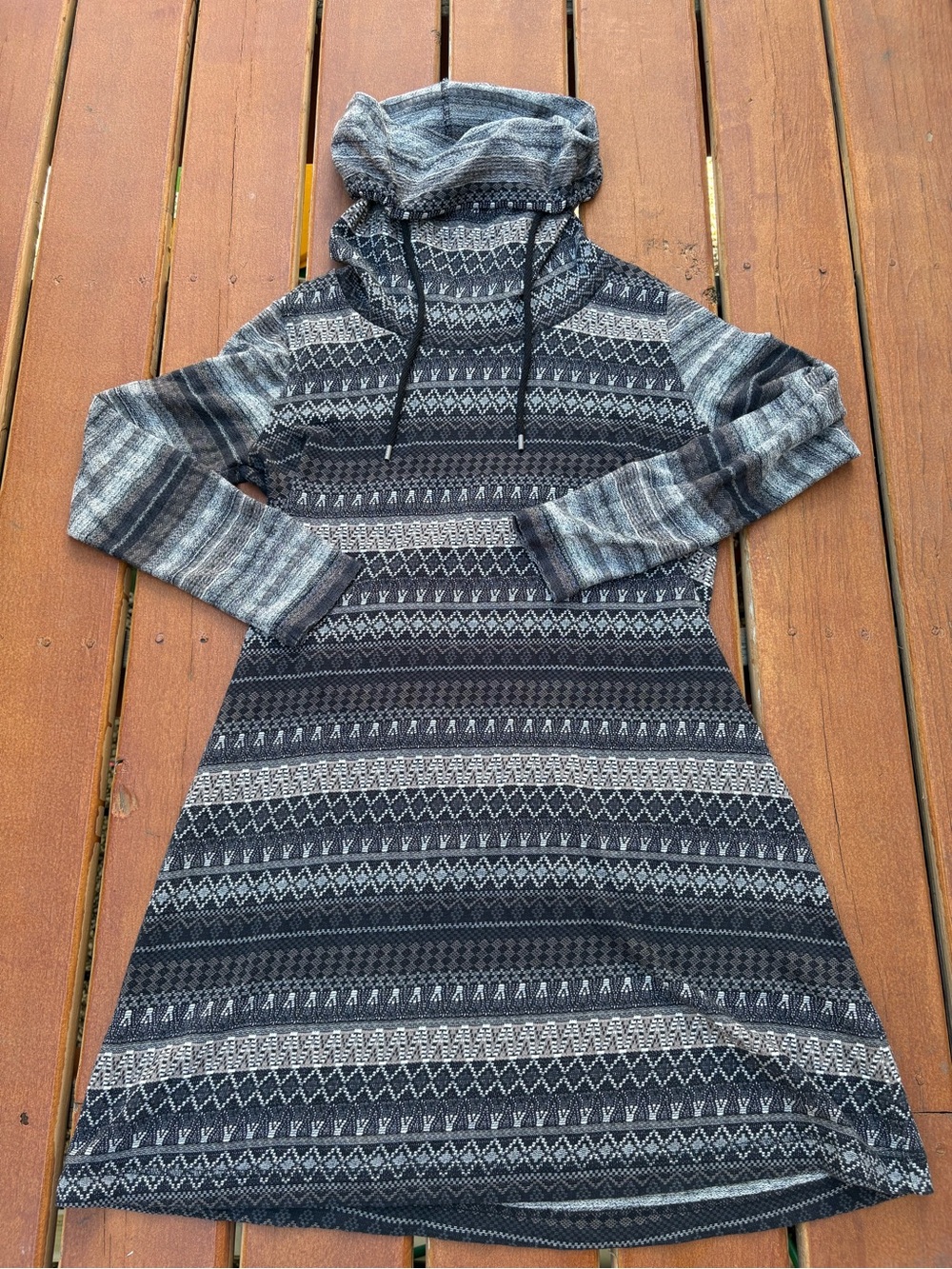 Woolrich Fair Isle Cowl Neck Long Sleeve Sweater Dress Nordic Large Winter